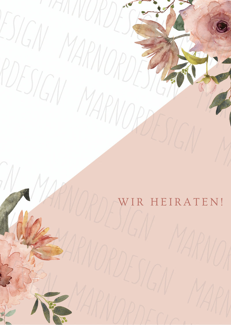 Wedding Concept - Nude Diagonal Flower (Print@Home) - Personalisierbar